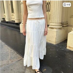 Brandy Melville White Tiered Maxi Skirt casual fall boho S y2k classic SOLD